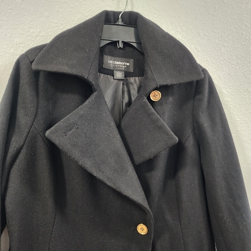 Liz Claiborne Outwear Elegant Black Coat for Womens Size L. - Picture 4 of 16